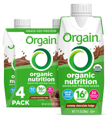 Orgain Organic Nutritional Protein Shake, Creamy Chocolate Fudge - 16G Grass Fed Whey Protein, Meal Replacement, 20 Vitamins & M