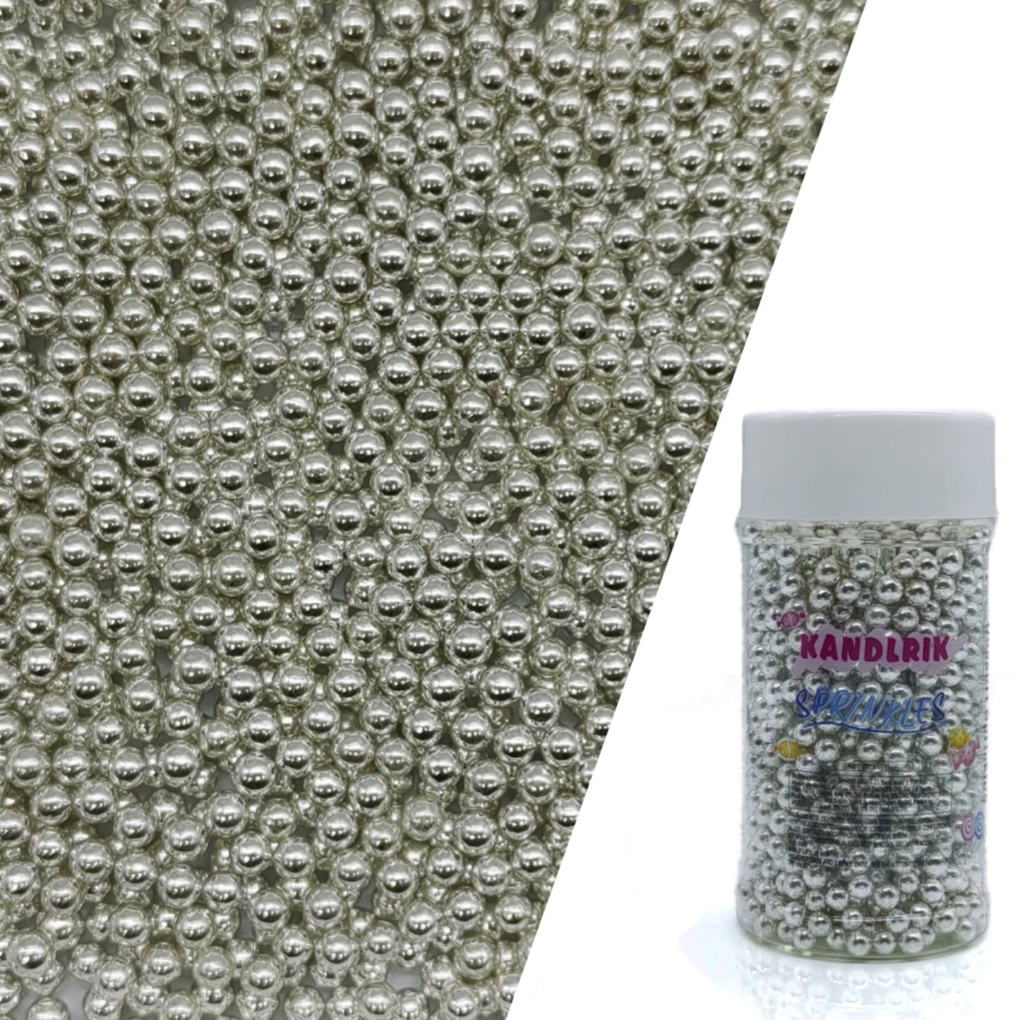 Edible Silver Pearl Sugar Sprinkles Candy 4mm Mini Pearls Cake Decorations Cupcake Toppers Cookie Decorating Perfect for Wedding
