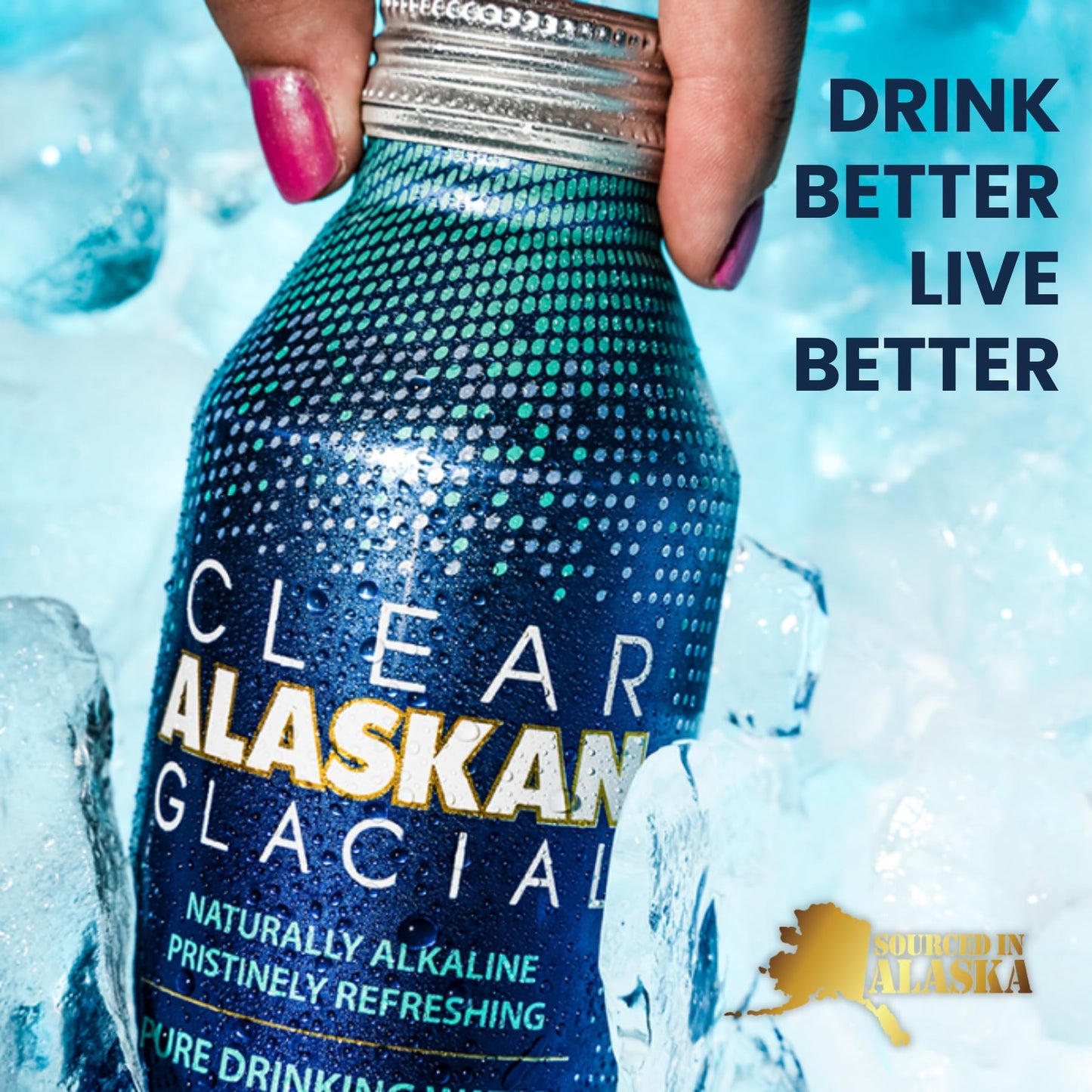 Clear Alaskan Fresh Glacier Water  Naturally Alkaline - Bottled in Aluminum with No Plastic | 16 Fl Oz (473 ml) - Pack of 12 | Natural glacial mineral water  bottled at the source in aluminum bottles