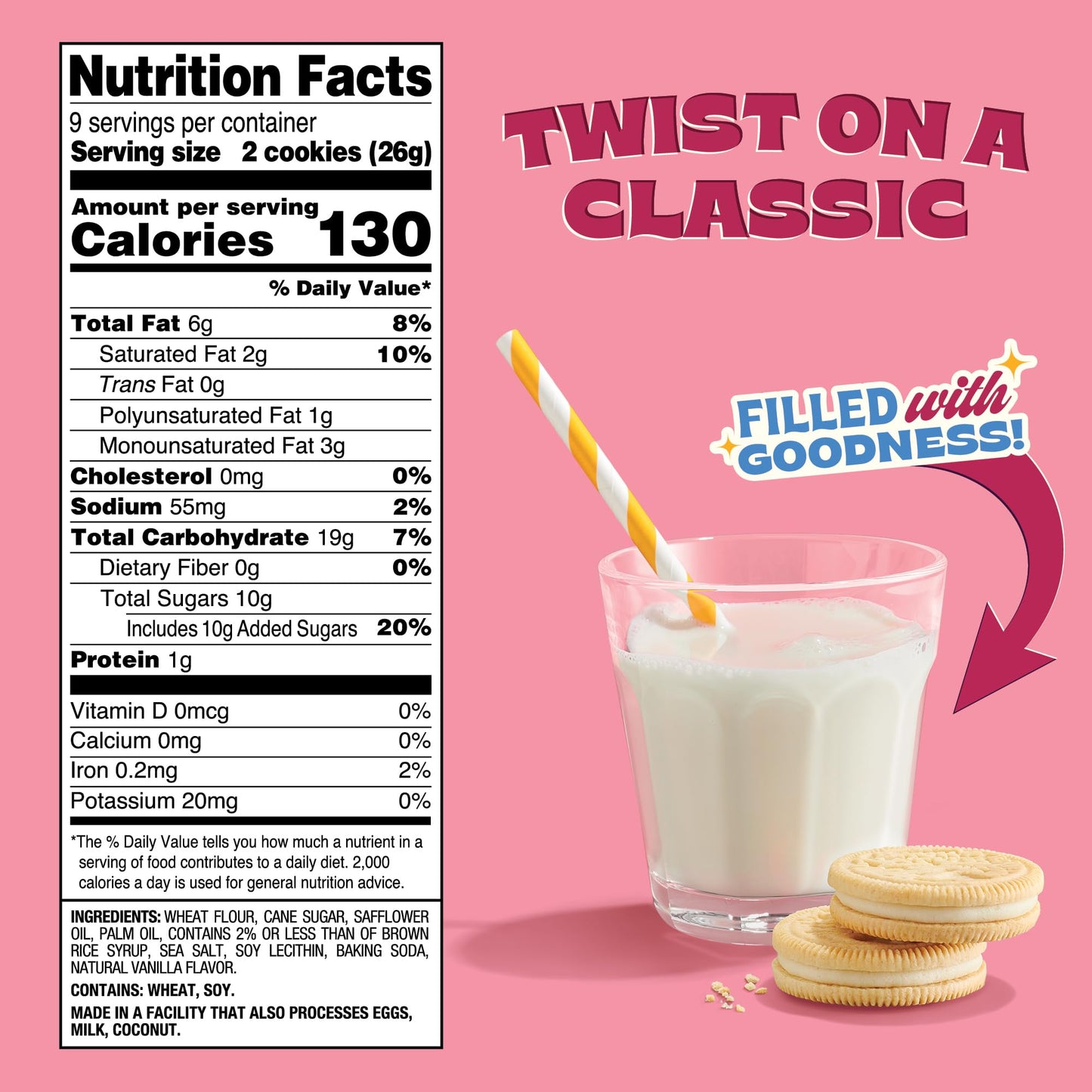 Back to Nature Golden Vanilla Creme Sandwich Cookies, Plant-Based, Non-GMO, 8.25 oz Box