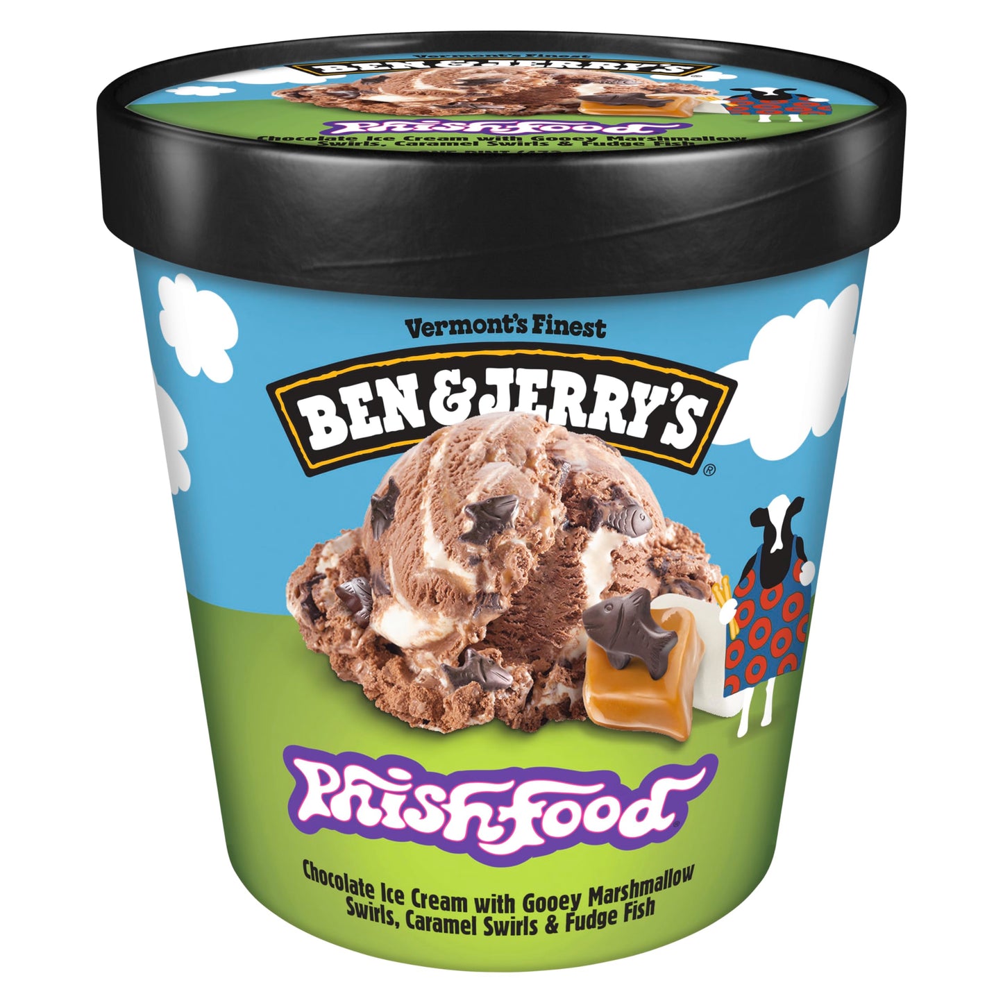 Ben & Jerrys Phish Food Ice Cream Pint Non-GMO 16 oz