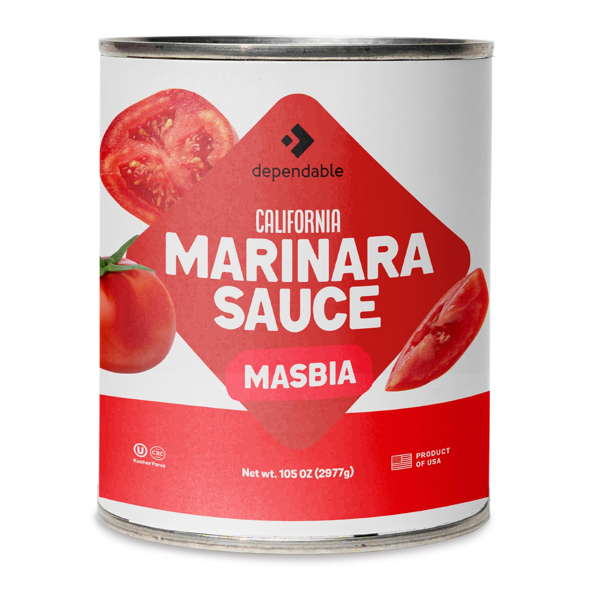 Dependable Foods Marinara Sauce - 6.9 Lbs., 105 oz.- Authentic California Vine to Bottle Blend - Kosher
