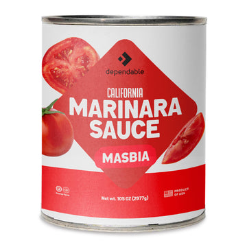 Dependable Foods Marinara Sauce - 6.9 Lbs., 105 oz.- Authentic California Vine to Bottle Blend - Kosher