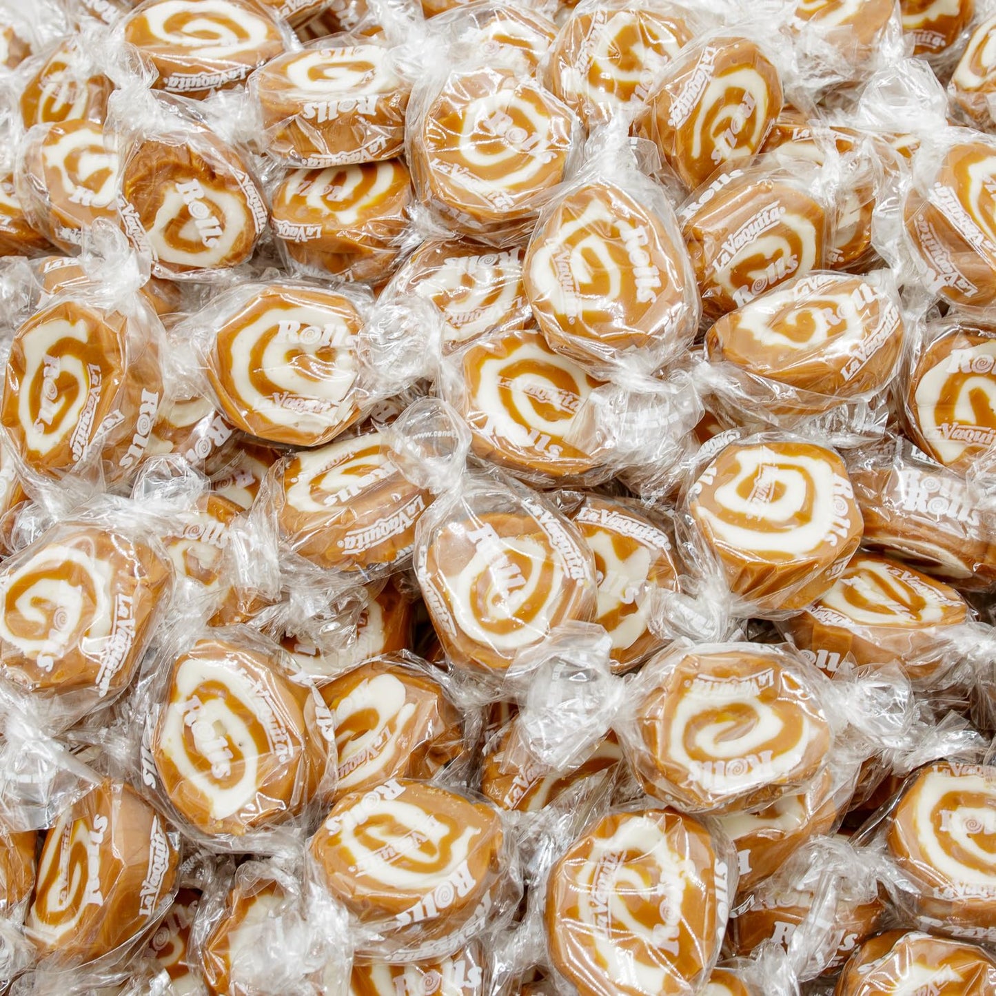 COCONUT ROLLS Caramel Candy 3 lb - Soft & Chewy, Old Fashioned, Individually Wrapped, Bulk Candies in Resealable Bag