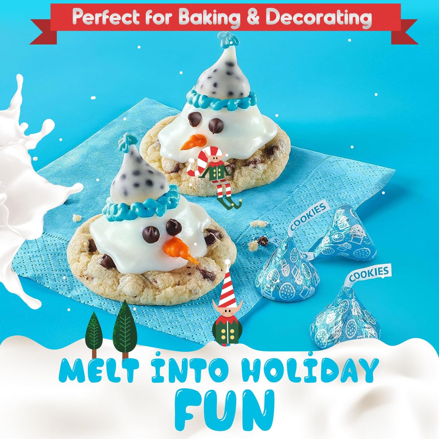 Kisses Cookies And Cream Snowman Foils Candy  1LB Bulk Bag (Approx. 95 Pieces) - Festive Christmas Holiday Chocolates for Gifting  Stocking Stuffers  and Party Favors