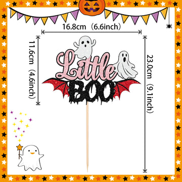 1 Pcs Halloween Little Boo Cake Topper Happy Boo Day Ghost Cake Pick Spooky Bat Ghost Halloween Cake Decoration For Little Boo T