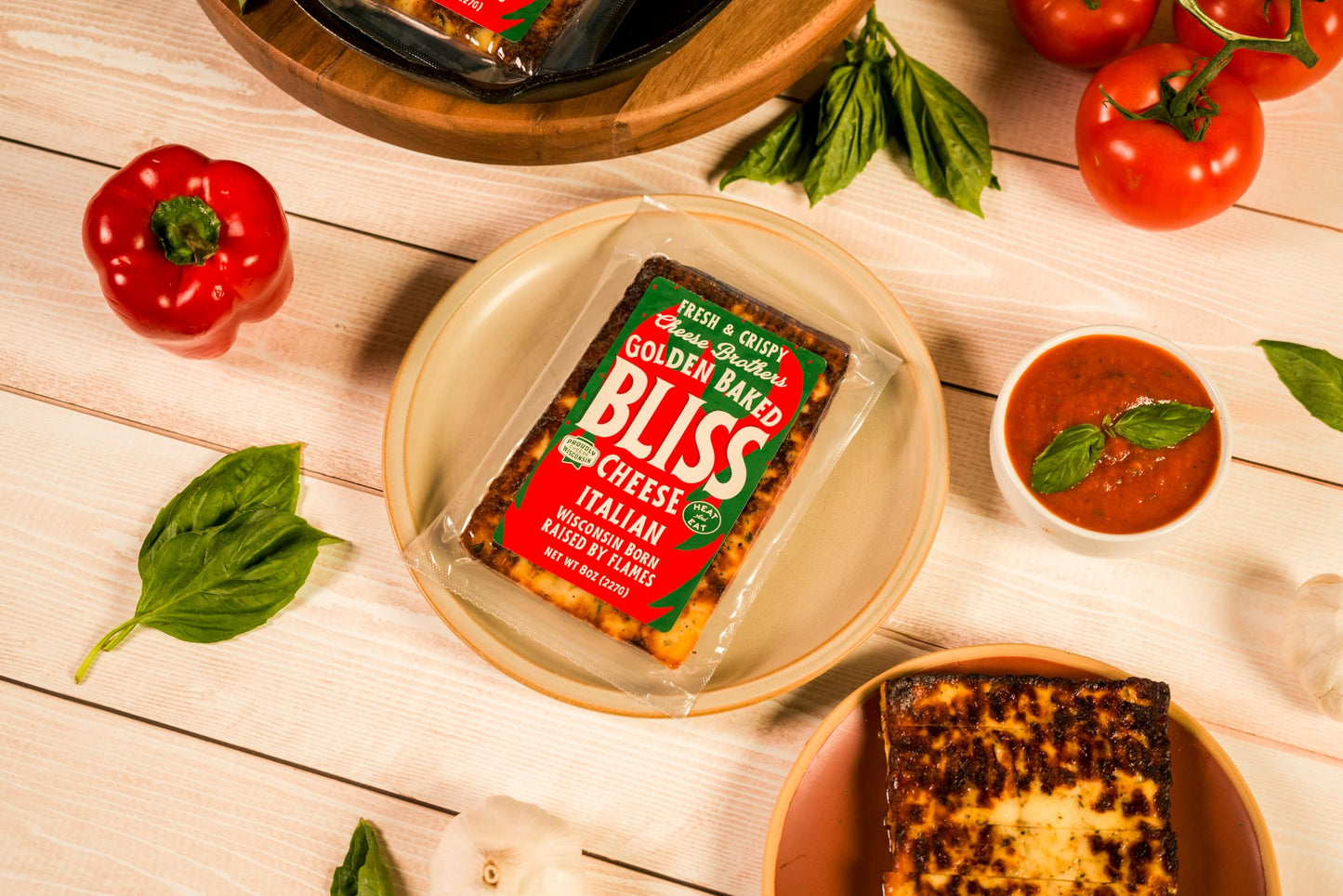 Cheese Bros. Italian Golden Baked Bliss Cheese | Made in Wisconsin | Heat & Eat | Fresh & Crispy | 4 Pack