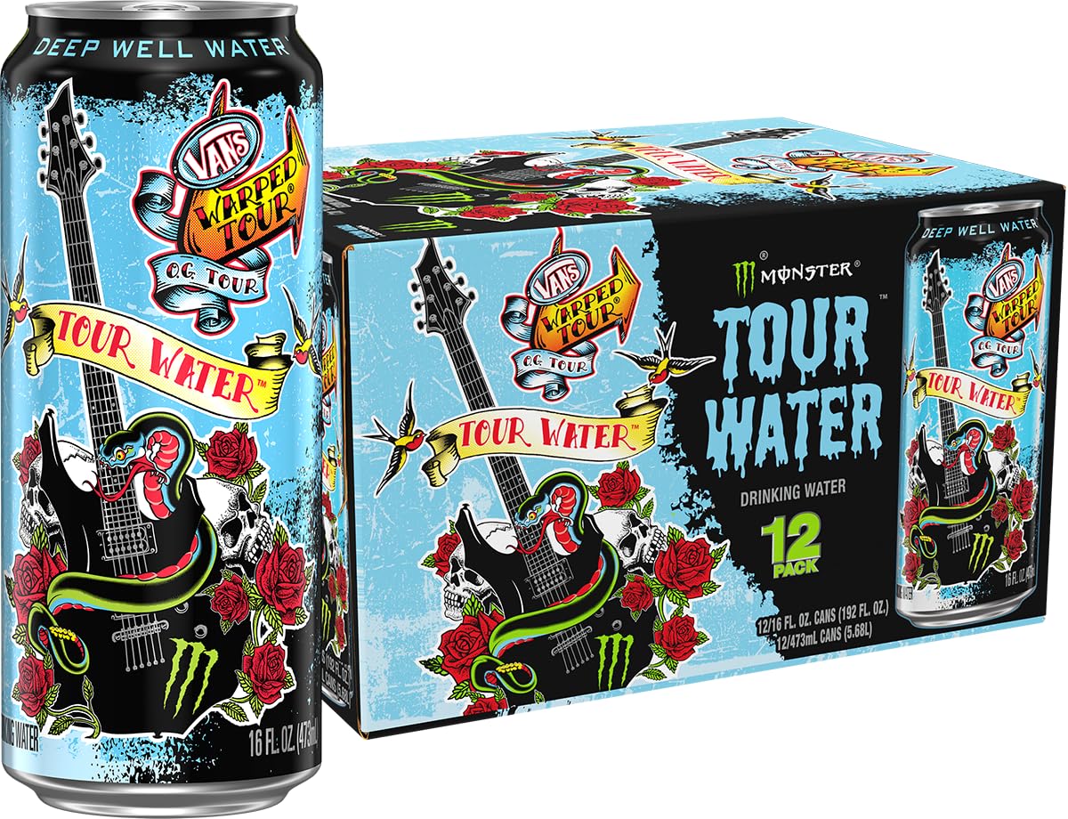 Monster Tour Water By Monster Energy, Deep Well Water, 16Oz (Pack Of 12)