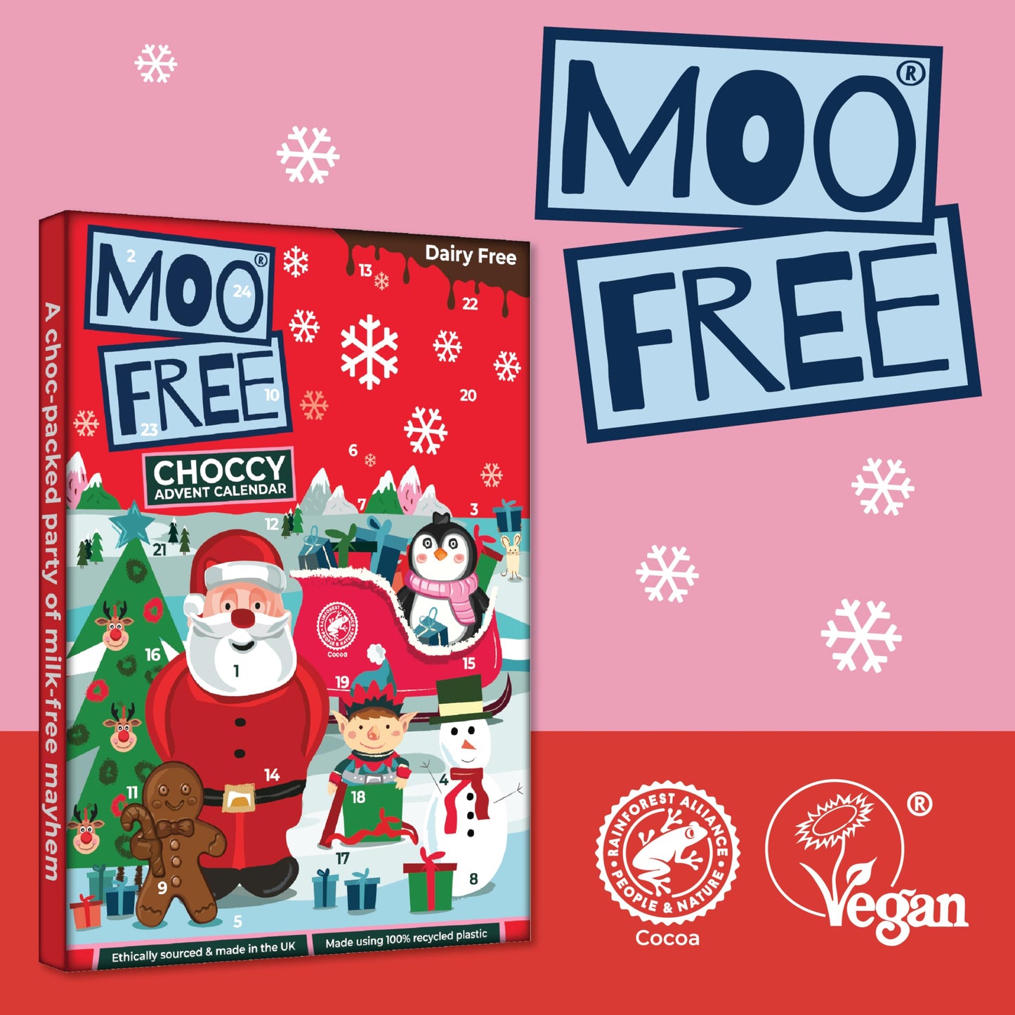 Moo Free Dairy Free Chocolate Advent Calendar, 100g, Pack of 3