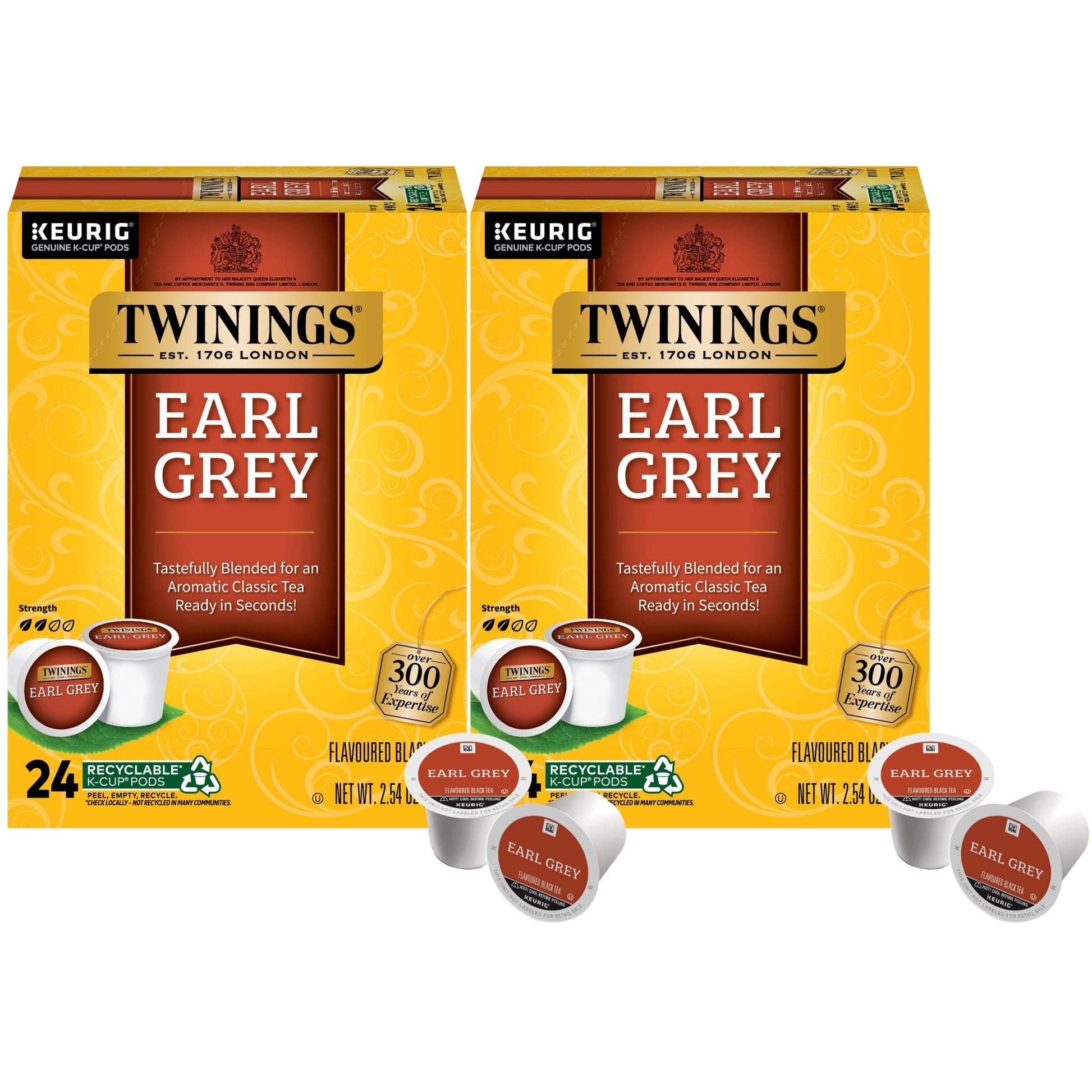 Twinings Earl Grey Black Tea K-Cup Pods For Keurig, 24 Count (Pack Of 2), Flavoured With Citrus And Bergamot, Caffeinated, Enjoy