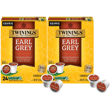 Twinings Earl Grey Black Tea K-Cup Pods For Keurig, 24 Count (Pack Of 2), Flavoured With Citrus And Bergamot, Caffeinated, Enjoy