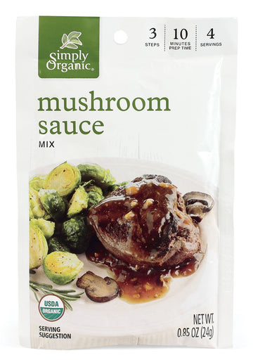 Simply Organic Mushroom Sauce Mix, Certified Organic, Vegetarian, Gluten-Free | 0.85 oz | Pack of 12