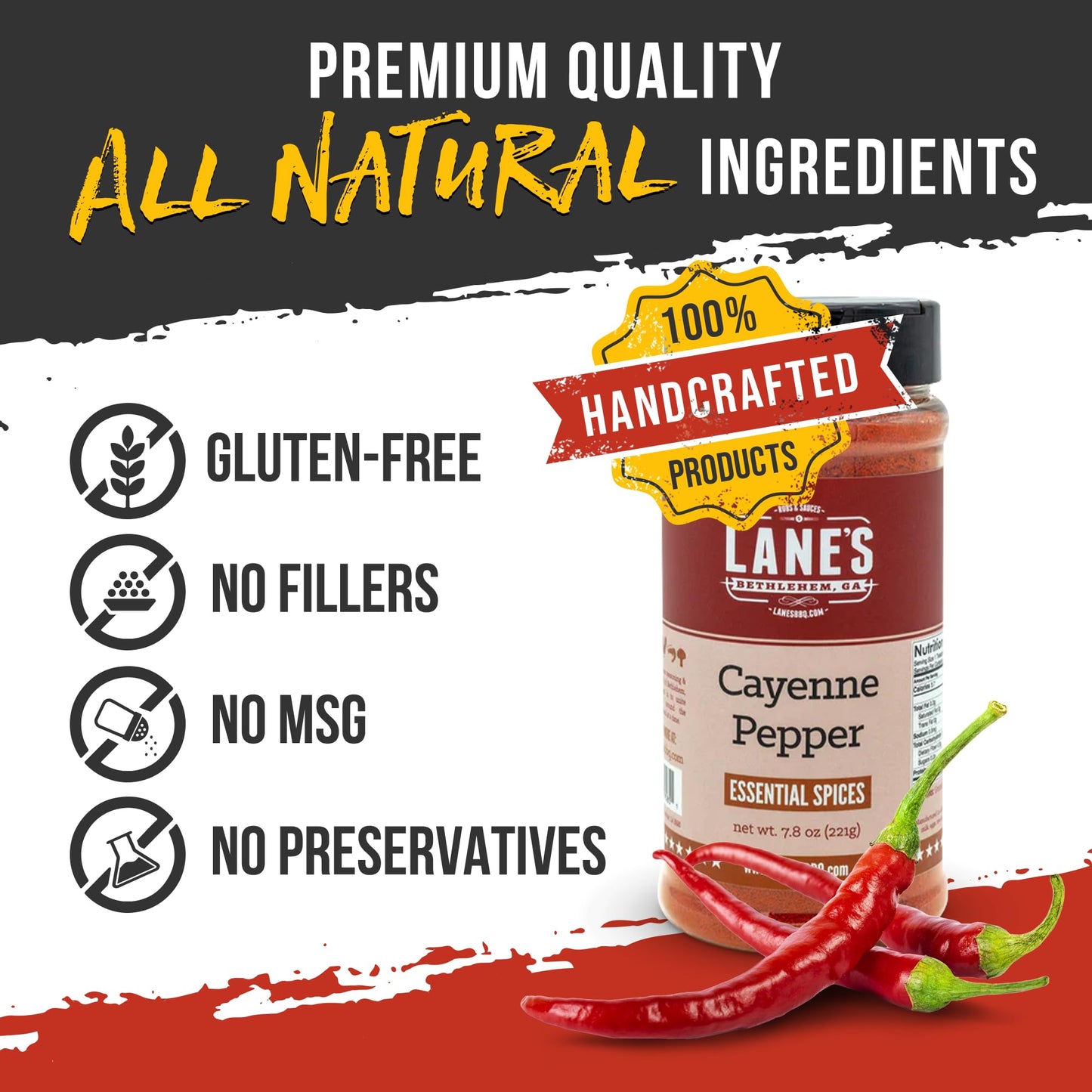 Lane'S Cayenne Pepper Powder, All-Natural Cayenne Red Peppers Powder, Goes Well With Meat & Veggies Cayenne Hot Pepper Powder, M
