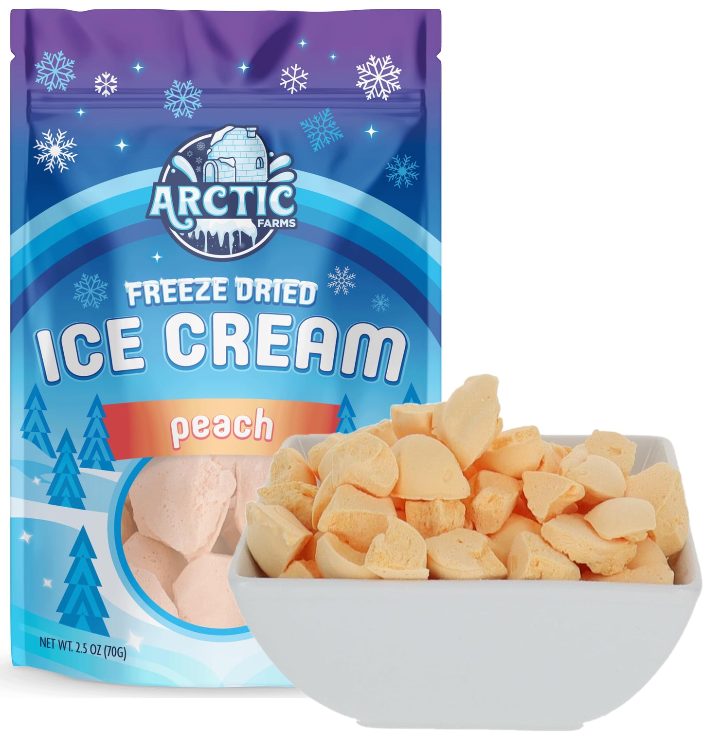 Arctic Farms Freeze Dried Ice Cream Bits Bagged and Boxed - Does Not Melt (Peach) (2.5oz)