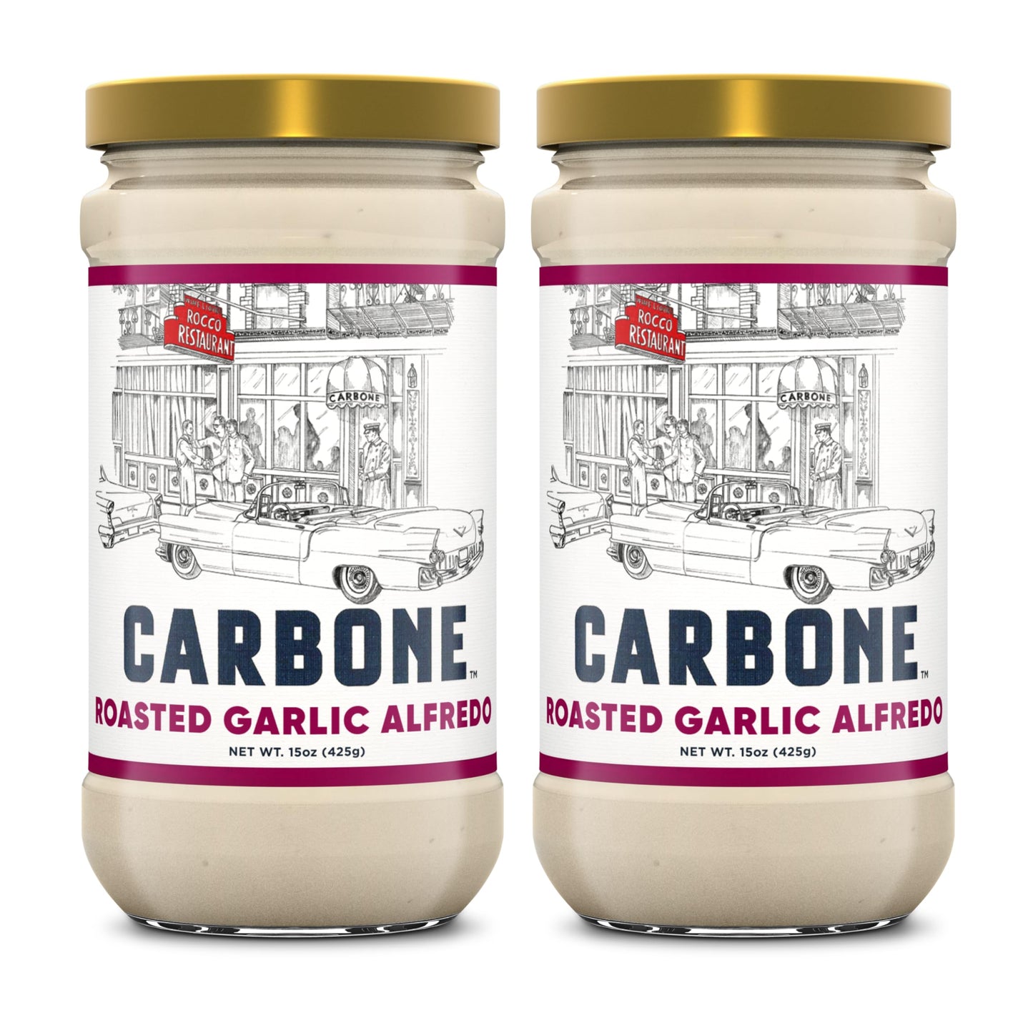 Carbone Roasted Garlic Alfredo Pasta Sauce | Creamy Blend Of Parmesan And Romano Cheese | Low Carb, Gluten Free | 15 Fl Oz (Pack