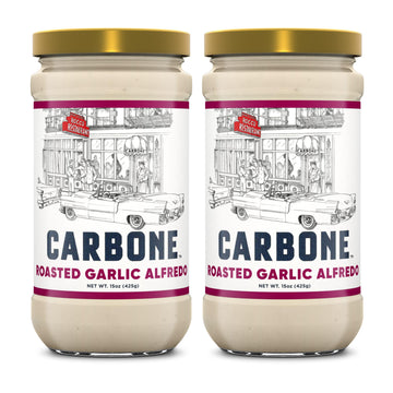 Carbone Roasted Garlic Alfredo Pasta Sauce | Creamy Blend Of Parmesan And Romano Cheese | Low Carb, Gluten Free | 15 Fl Oz (Pack