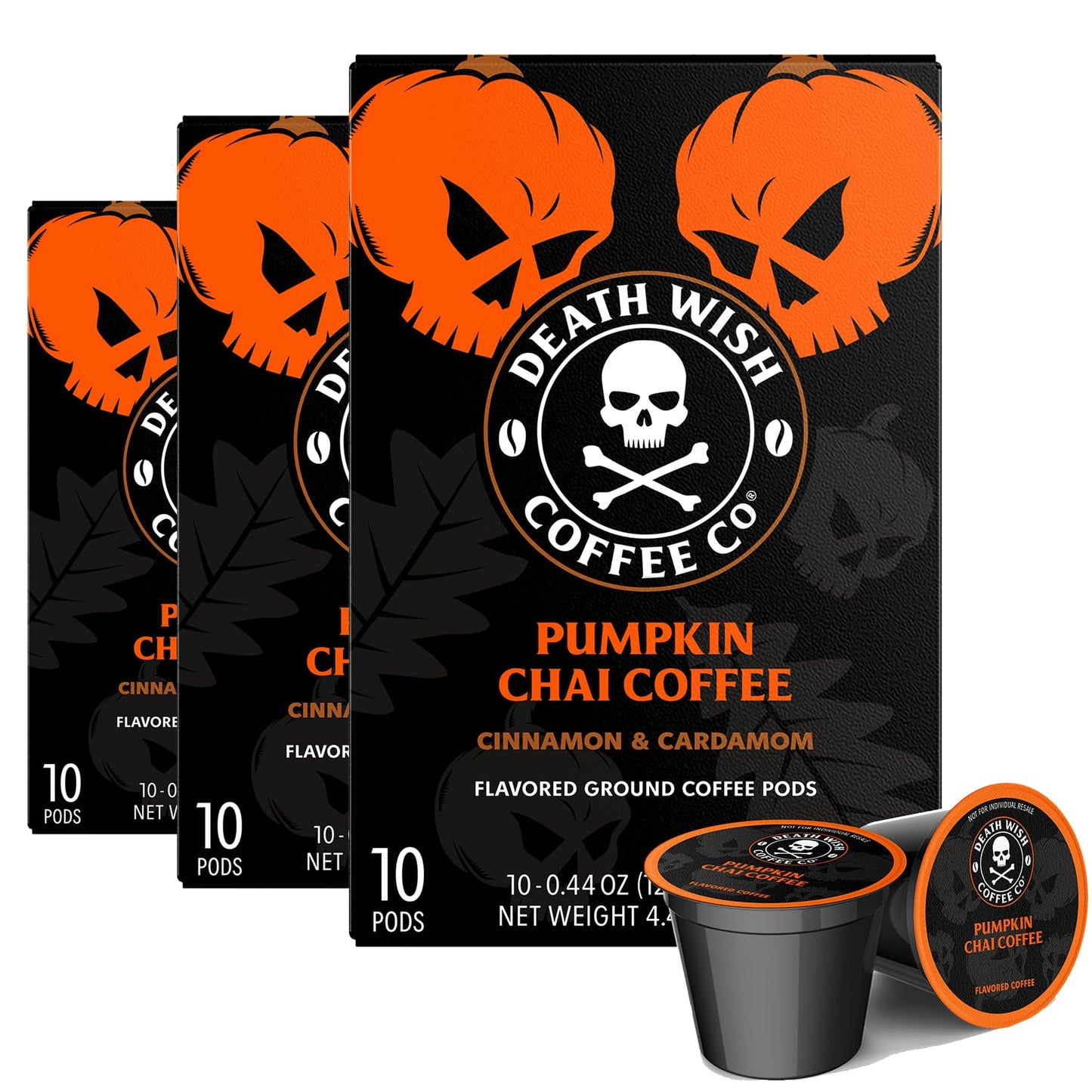 Death Wish Coffee Single Serve Pods, Dark Roast, Pumpkin Chai, 30 Count