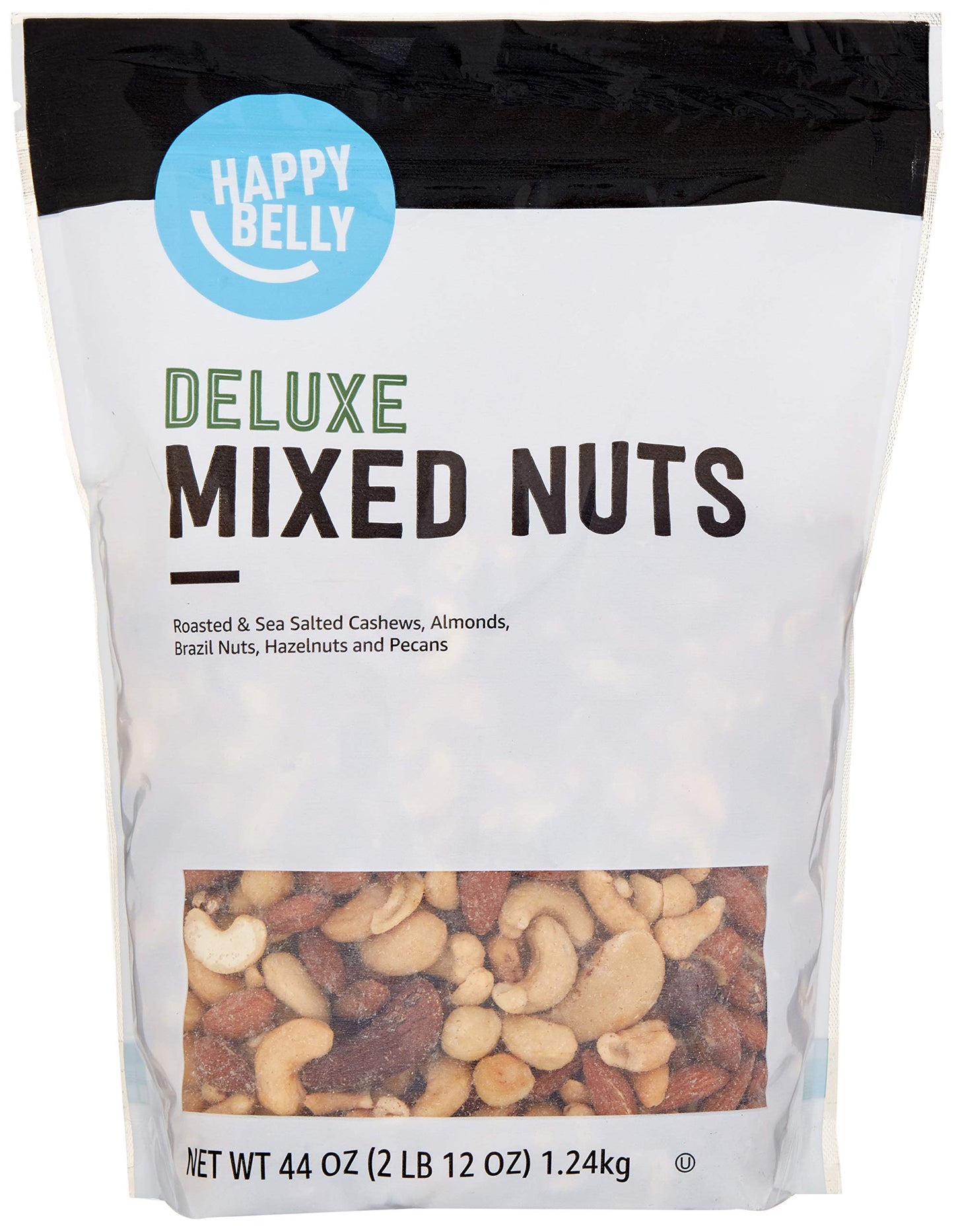 Happy Belly Deluxe Mixed Nuts, 44 oz - Nut Mix, Healthy Snack, No Added Sugar