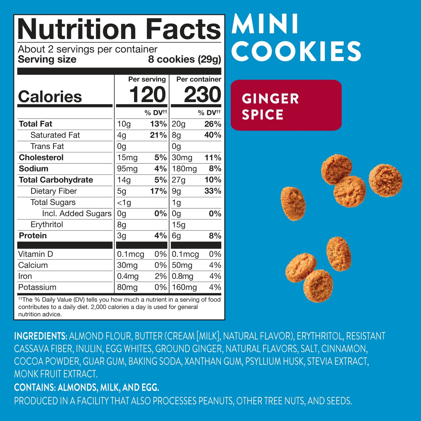 Highkey Gluten Free Ginger Spice Cookies - Keto Snack No Sugar Low Carb Snacks Foods Diet Friendly Food Healthy Cookie Dessert Treat Sweet <1G Sugar Ginger Snaps 2.0Oz 3Pack