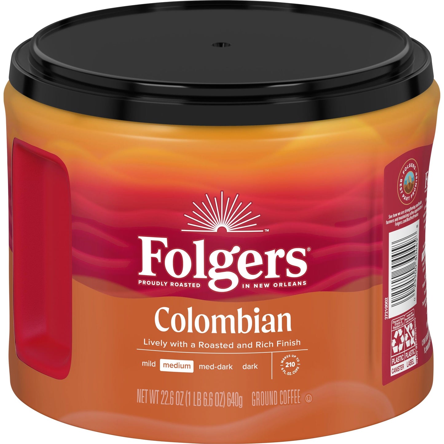 Folgers Colombian Medium Roast Ground Coffee, 22.6 Ounces (Pack of 6)