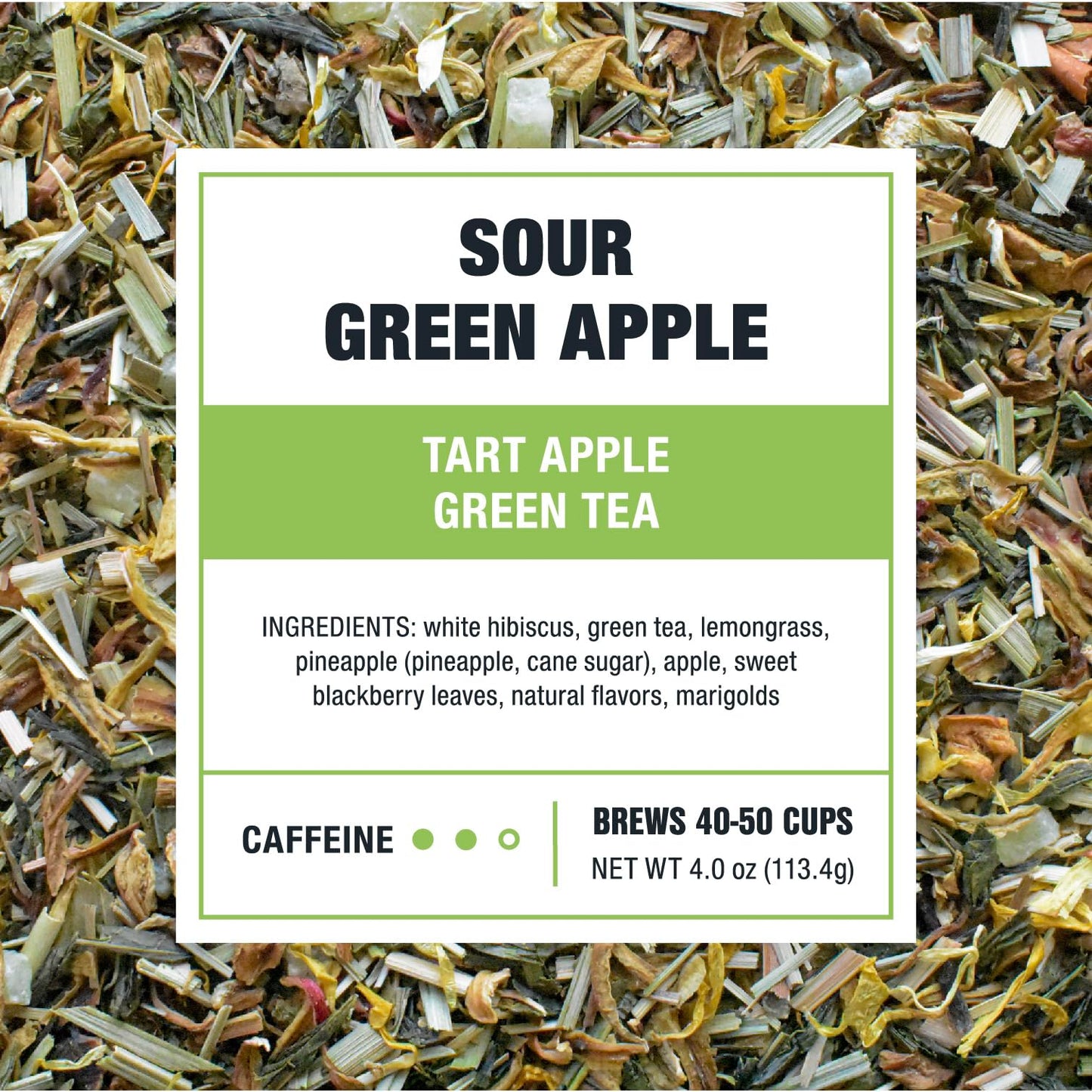 Tiesta Tea Sour Green Apple Loose Leaf Tea Blend - Medium Caffeinated - 4 oz Refillable Tin - Makes Hot or Iced Tea Up to 50 Cups