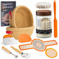 Angadona Sourdough Starter Kit - Handmade Cotton Rope Bannetons with Liners, 35oz Jar, Orange, Model SBBT-CTR-GJKT