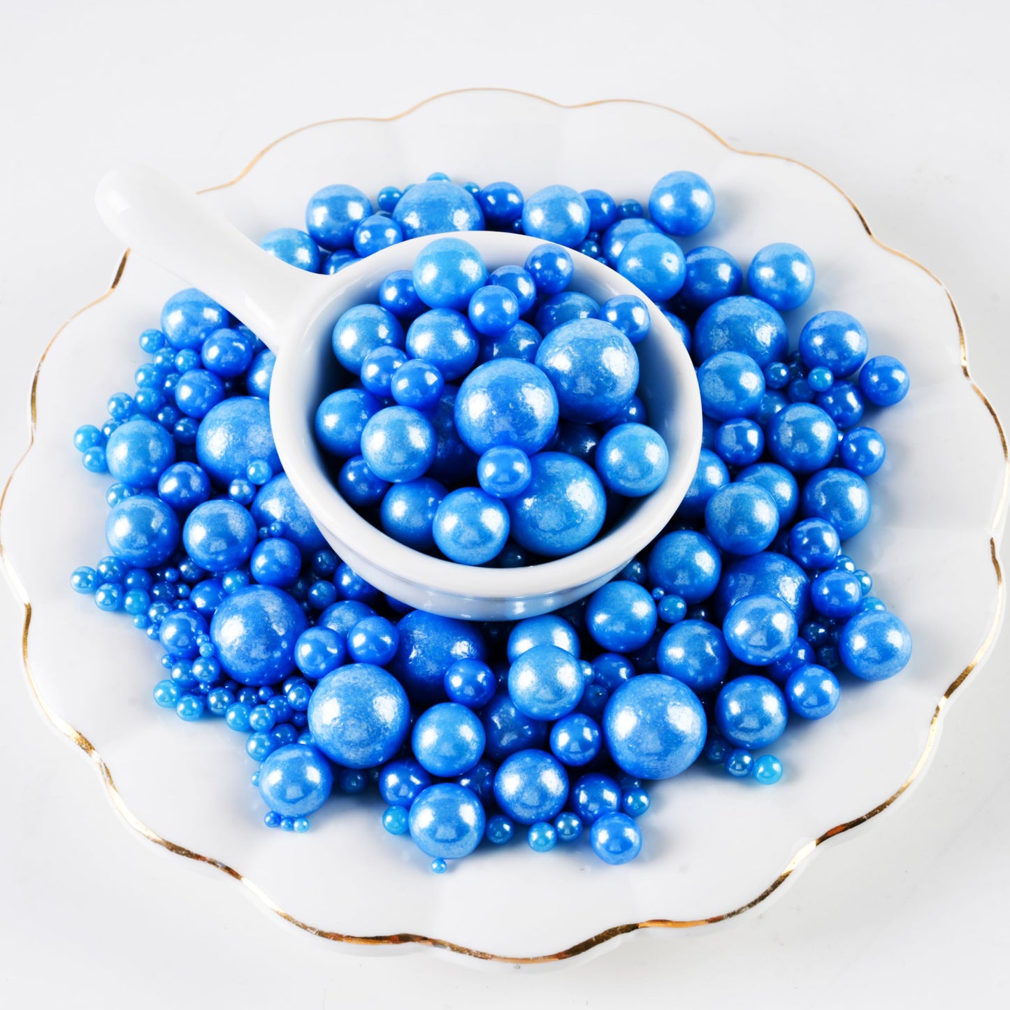 Kasvan Royal Blue Pearl Sugar Sprinkles - Edible Candy Pearls 130G/4.58 Oz, Mix Size, Baking Cake Decorations, Ice Cream Topping
