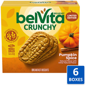 belVita Breakfast Bars Biscuits, Pumpkin Spice, 30 Total Packs, 6 Boxes (4 Biscuits Per Pack)