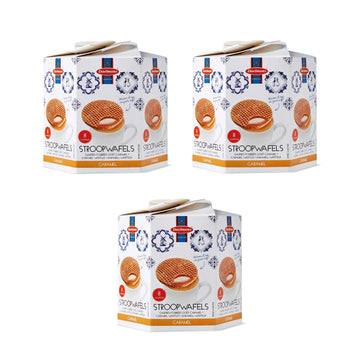 Daelmans Stroopwafels Dutch Waffles, Caramel, 3 Pack Assortment, 8.11 oz (24 Stroopwafels)