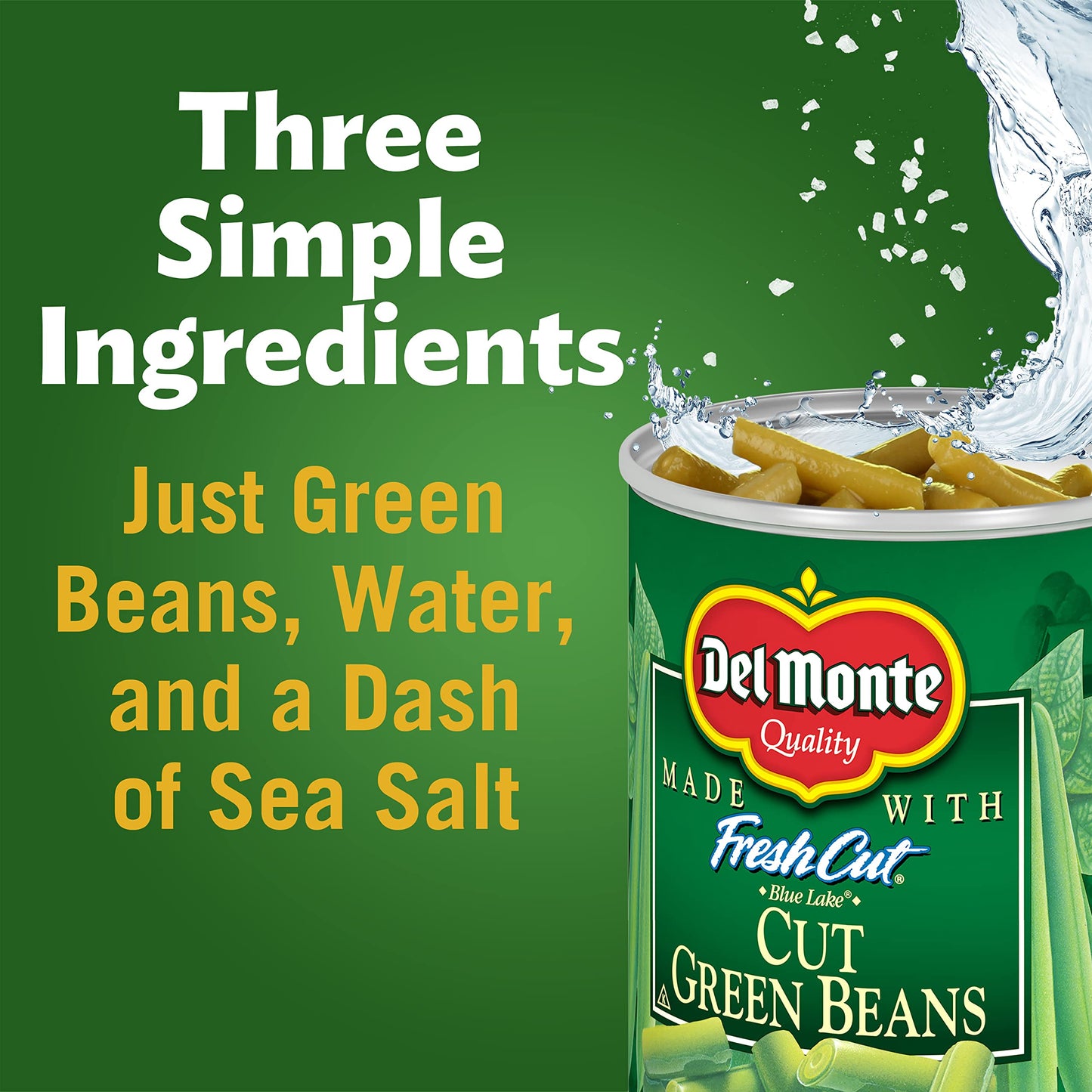 Del Monte FRESH CUT BLUE LAKE Mixed Cut Green Beans, Canned Vegetables, 14.5 Ounce (Pack of 4), 2002160