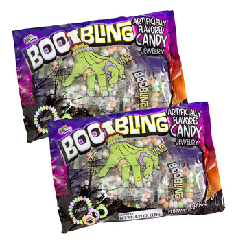 Boo Bling Candy Jewelry Bracelets Rings Halloween Candy 32Pc 8.46 Oz - Individually Wrapped Pieces