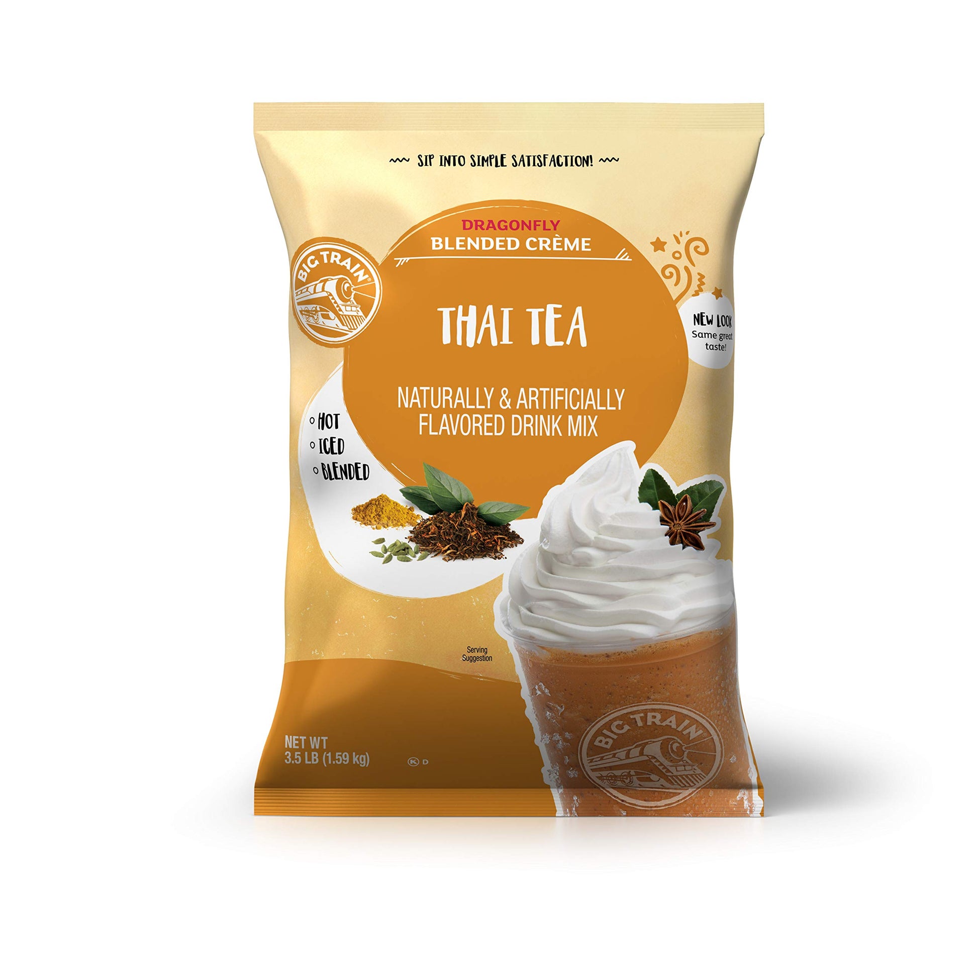 Big Train Dragonfly Blended Crème Frappe Mix, Thai Tea, 3 Pound (Packaging May Vary)