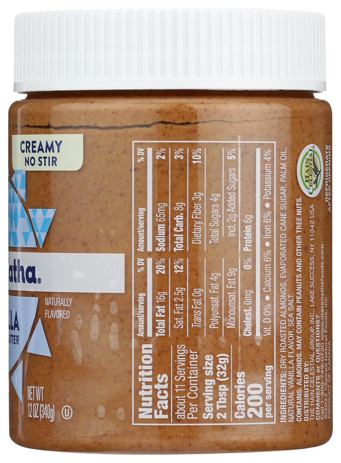 Maranatha Vanilla Raw Almond Butter, Non Gmo, 12 Ounces (Pack Of 6)