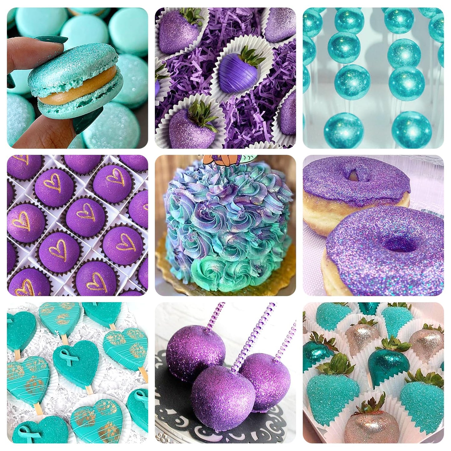 Pandalab Edible Glitter Spray - Purple & Teal Luster Dust for Drinks & Desserts, 0.35oz/10g Bottle