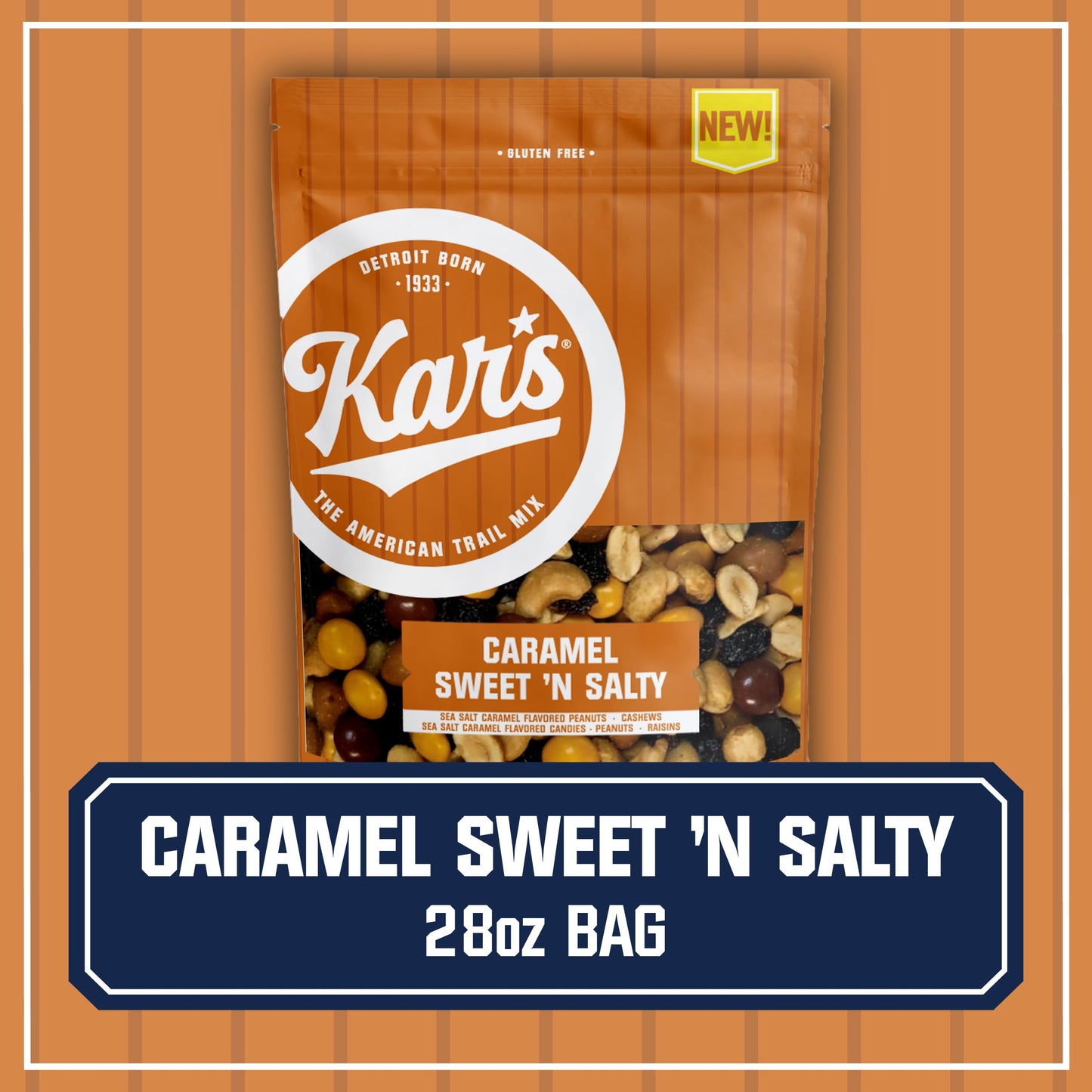 Kars Nuts Caramel Sweet N Salty Trail Mix, Gluten-Free Snack Mix, 28 oz Resealable Pouch, Pack of 1