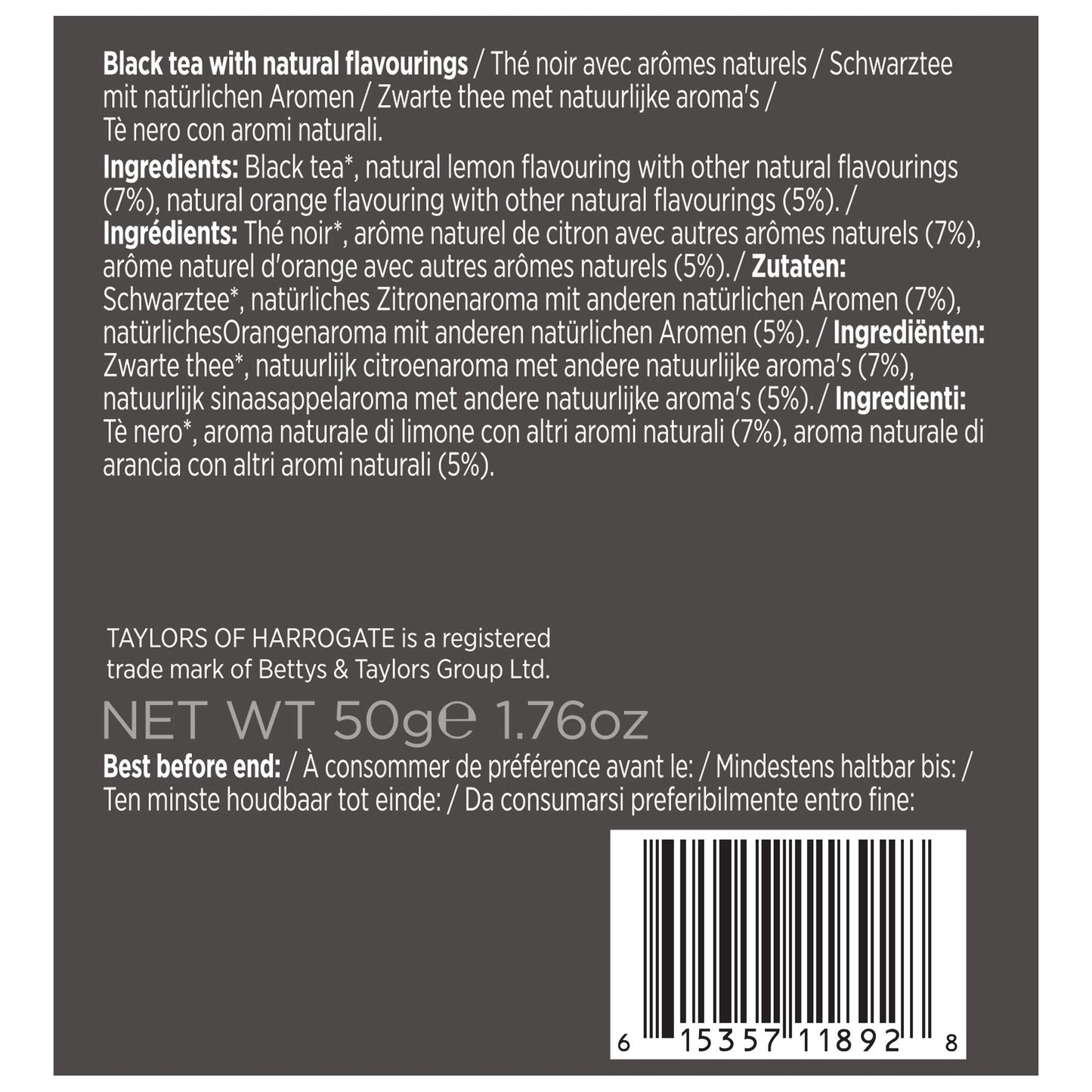 Taylors Of Harrogate Lemon & Orange Black Tea, 20 Count (Pack Of 6)