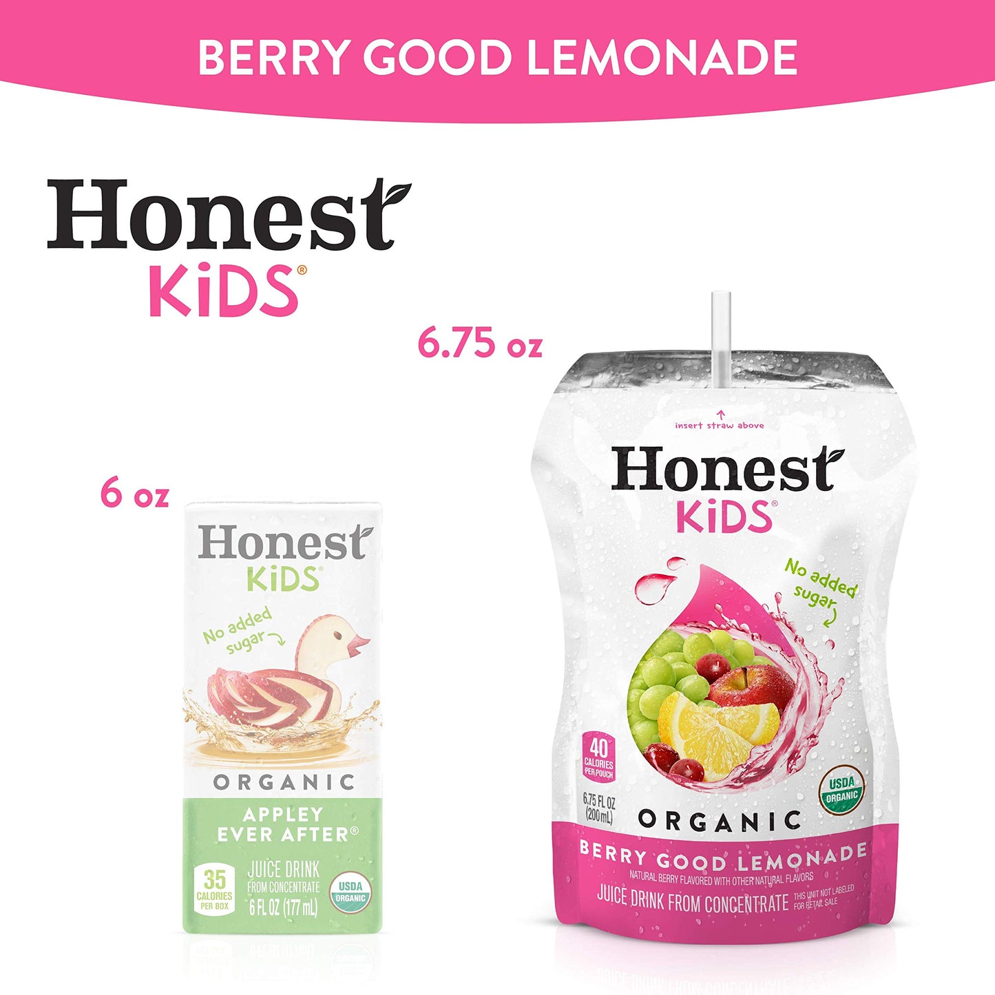 Honest Kids Organic Fruit Juice Drink, Berry Berry Good, 6.75 Fl Oz (32 Pack)