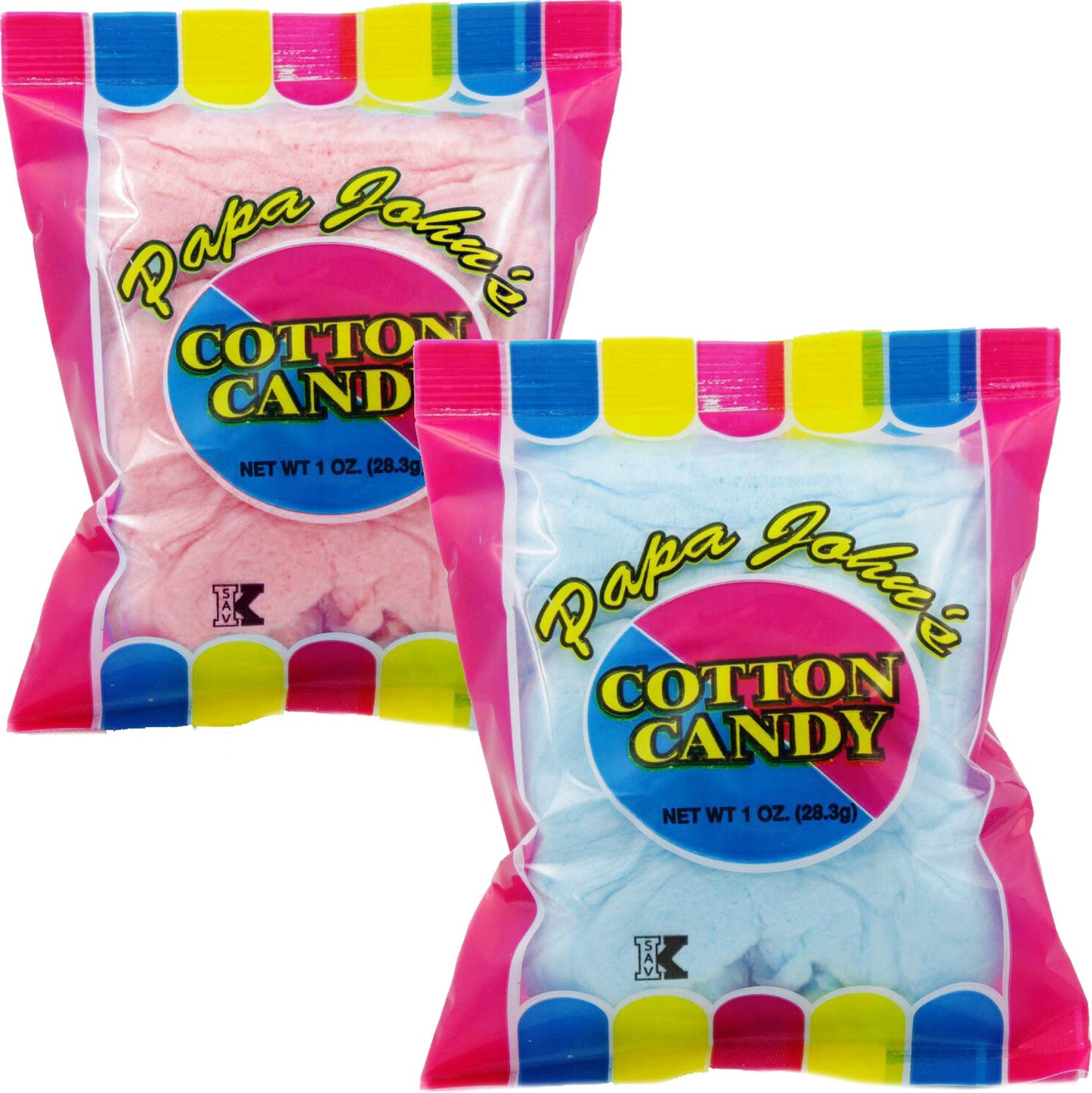 Fruidles Cotton Candy Blue and Pink Party Flavors Supplies Birthday Treats for Kids, Kosher, 1oz Bag (12-Pack)