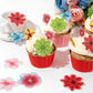 Yocity 70Pcs Edible Flowers Cake Toppers Edible Flowers Cupcake Topper Luau Hawaii Flowers Wafer Paper Flower Cake Decorations F