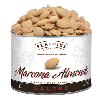 Feridies Salted Spanish Marcona Almonds  Top-Grade Roasted Almonds With Sea Salt  16 Oz Resealable Can