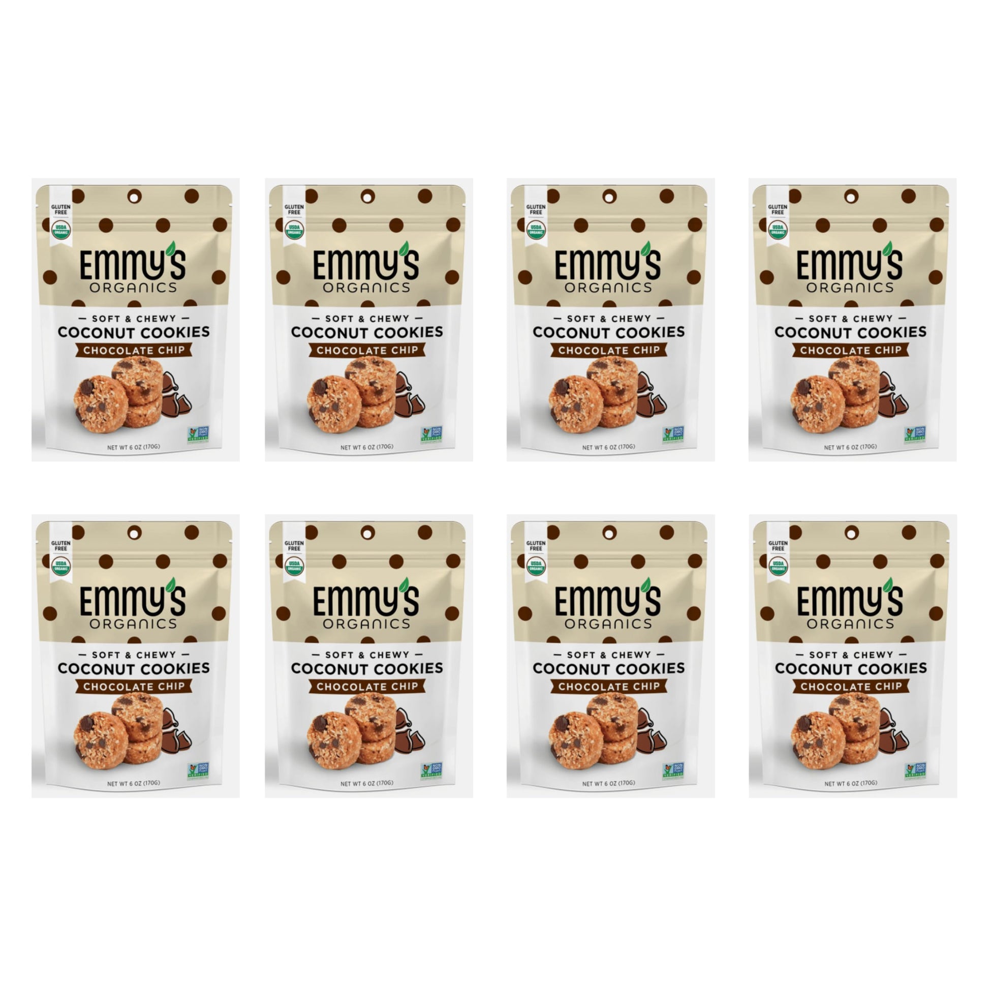 Emmys Organics Chocolate Chip Coconut Cookies, 6 oz (Pack of 8)