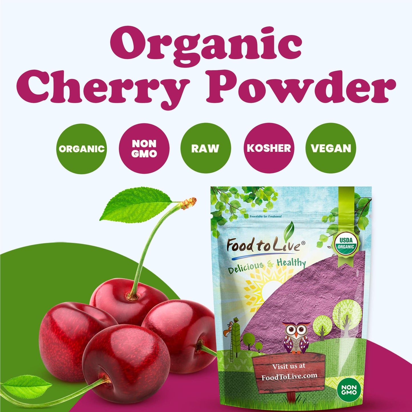 Food To Live Organic Tart Cherry Powder, 4 Ounces – Non-Gmo, Raw, Kosher, Vegan Superfood, Bulk, Rich In Antioxidants, Great For Juices, Drinks, And Smoothies, Contains Maltodextrin