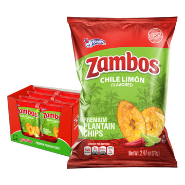 Zambos Plantain Chips, Chile Limon Flavor, 2.47 Oz (Pack of 8)