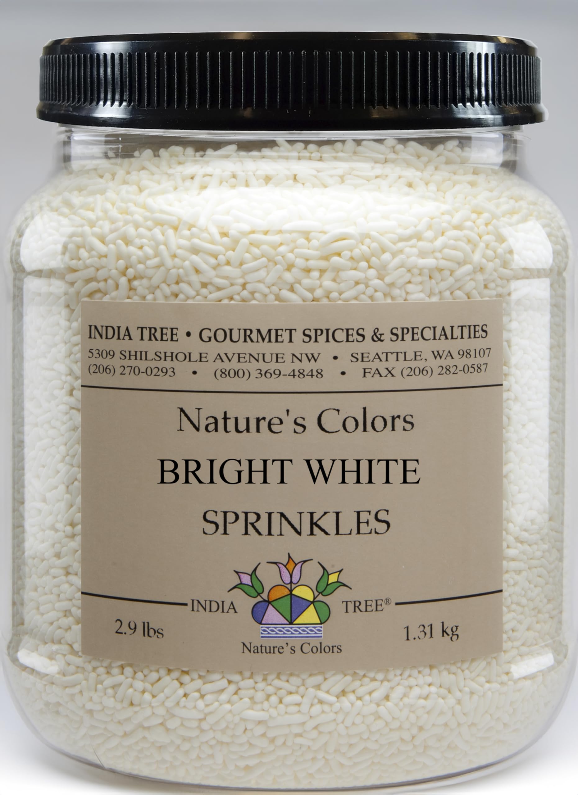 India Tree Nature's Colors Bright White Sprinkles - 2.9 lb Bulk | Natural, Non-GMO, Vegan, Top 9 Allergen-Free
