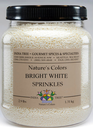 India Tree Nature's Colors Bright White Sprinkles - 2.9 lb Bulk | Natural, Non-GMO, Vegan, Top 9 Allergen-Free