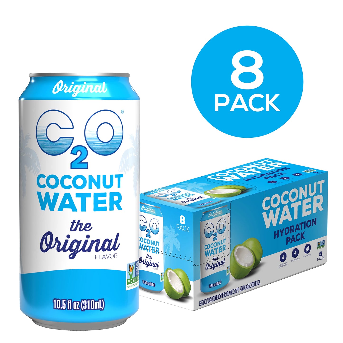 C2O Original Coconut Water, 10.5 Fl Oz (8 Pack)