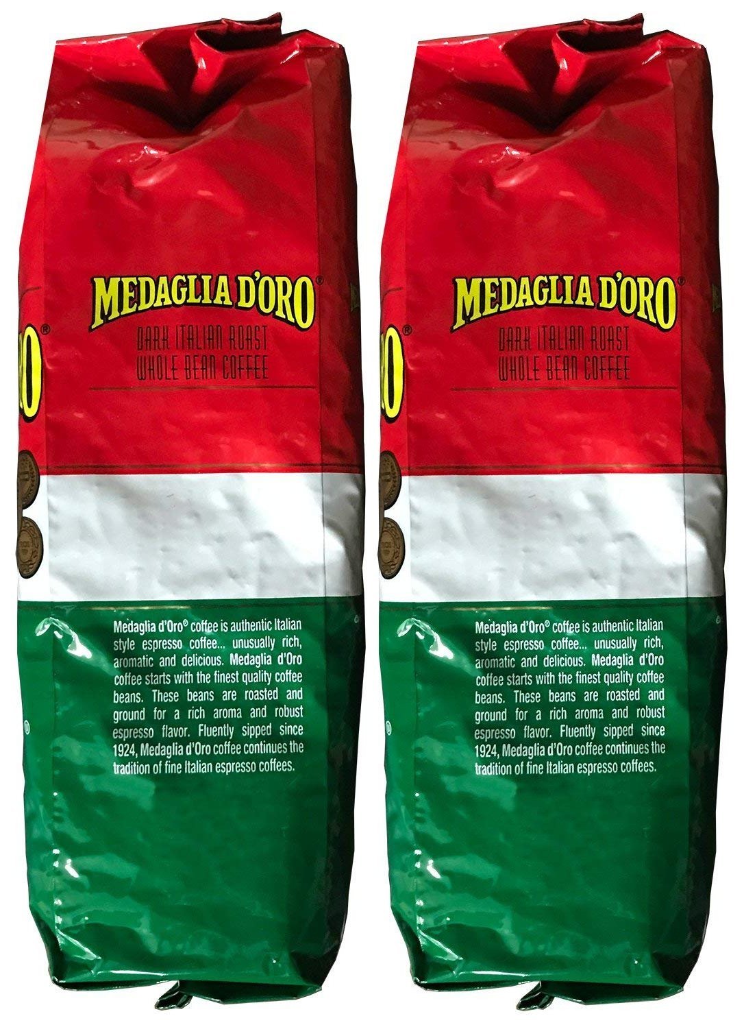 Medaglia D'Oro Whole Bean Italian Roast Espresso Coffee, 17 Ounce (Pack Of 2)