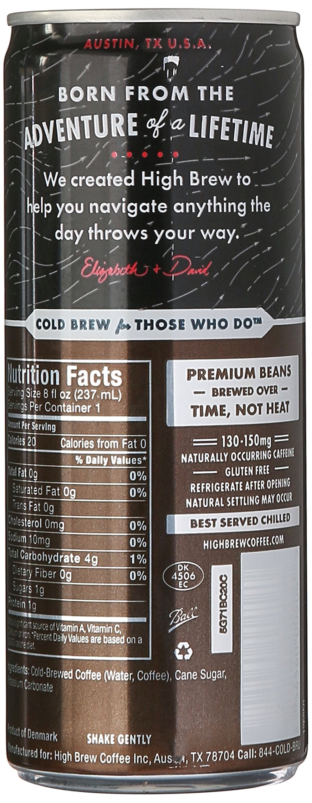 High Brew Coffee, Cold Brew, Dairy Free Black & Bold, 8 Fl Oz