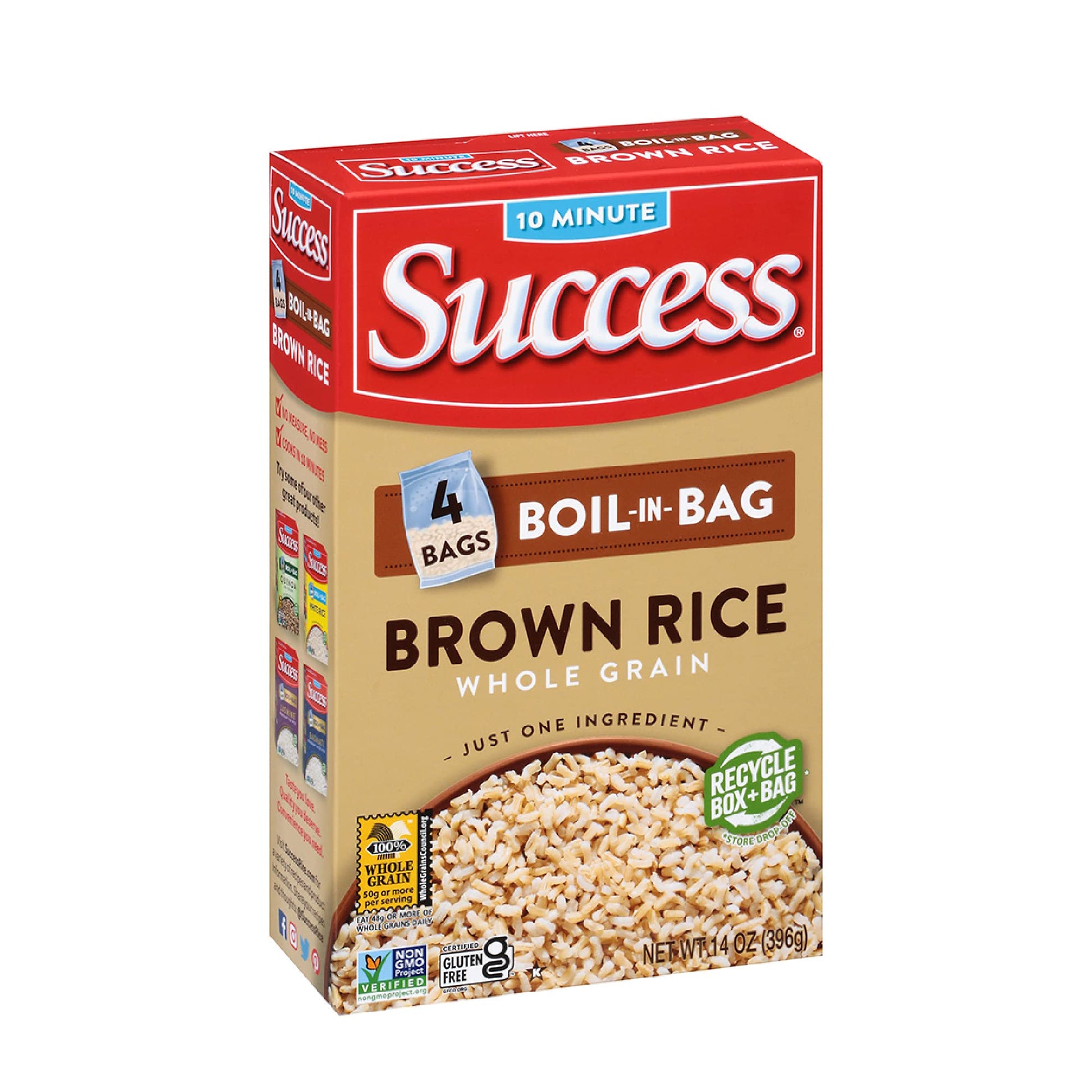 helpful Boil-in-Bag Rice, Brown Rice, Quick and Easy Rice Meals, 14-Ounce Box