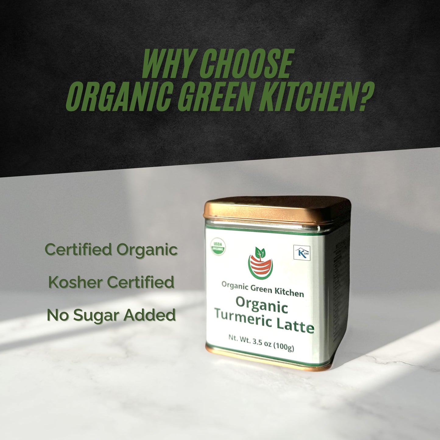 Organic Turmeric Latte Powder, 3.5 Oz : Golden Milk Powder With No Added Sugar, Kosher Certified